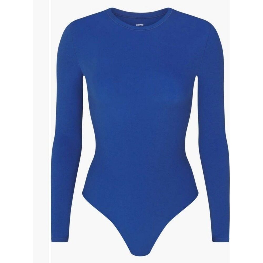 Skims Fits everybody long sleeve crewneck bodysuit Sapphire